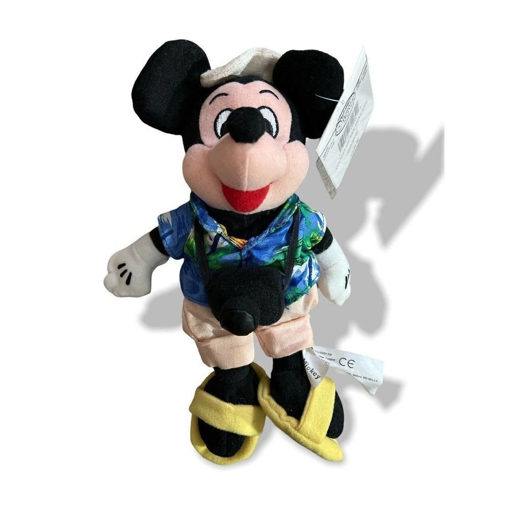NWT Vintage Disney Parks Store Soft Plush Stuffed Tourist Mickey Mouse 8”